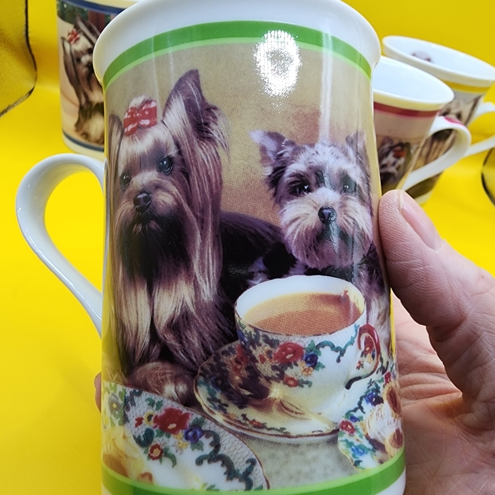 5 Danbury Mint Elegant Yorkies Porcelain Collector Mugs Lot - Great Condition - Picture 4 of 16